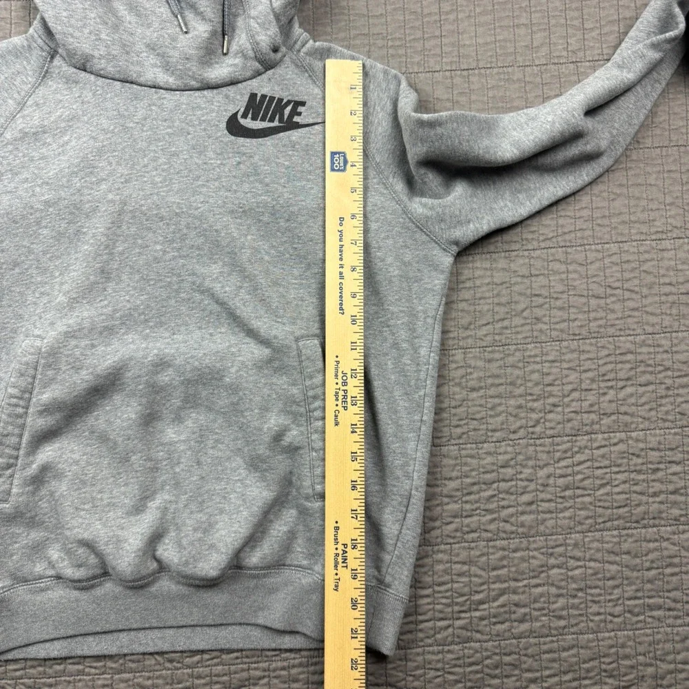 Nike Womens Medium Funnel Neck Hoodie Heather Grey Futura Logo Pullover Casual